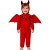FIESTAS GUIRCA | Costume di Diavolo Bebè (18-24 Mesi) - Tutù, Cappuccio, Ali e Coda - Costumi da Demone e Diavolo per Halloween, Carnevale e Feste in Maschera - Ideale per Bebè Unisex - Rosso