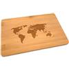 Samunshi® Tagliere in legno con incisione, mappa del mondo in bambù, piccolo tagliere per il pane, tagliere in legno da cucina