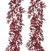 RECUTMS Foglie di salice artificiali da appendere, ramoscelli di vite, 2 pezzi, 1,5 m, finta seta, bordeaux, edera, ghirlanda autunnale, per interni ed esterni, San Valentino, matrimonio, compleanno,