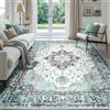INOVADAY Tappeto 180x270 cm Lavabile in Lavatrice Vintage Antiscivolo Blu Scuro/Verde/Rosso
