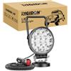 RIGIDON 1x faro da ricerca led, luce da lavoro con magnetica 4 pollici 42W | 12V 24V, cavo 5 metri, interruttore accendisigari, per auto fuoristrada, camion SUV UTE 4x4 barca, spotlight, 6000K bianca