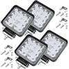 Turnaroundtech Fari led trattore 12V 4 pezzi alluminio abs 48W 16 led 6500K 10.5 cms 4.21 | Faro da lavoro led 12v fari faretto