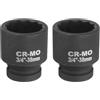 QUARKZMAN 2Pz 3/4 da 12 Punte Set Bussole a Impatto 38mm Bussola Metrica per Dado Dell'Asse Fuso Chiavi a Bussola a Cricchetto Profondo per Riparazione Auto Facile Rimozione