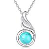 TANGPOET Delicata collana con ciondolo con pietre preziose, da donna, in argento Sterling 925, regalo per compleanno, festa della mamma, Natale, San Valentino, Argento sterling, Turchese