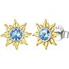 ChicSilver Orecchini a Lobo Argento 925 Sole, Orecchini con Pietre Blu Acquamarina Marzo Confezione Regalo