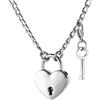 HZMAN Collana girocollo con lucchetto a forma di cuore, per uomo e donna, con lucchetto e chiave, 61 cm, Acciaio inossidabile, Nessuna pietra preziosa