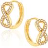 CERSLIMO Orecchini a cerchio con simbolo dell'infinito, in argento 925, placcati in oro 12 mm, con zirconi AAA, infinito, idea regalo, 12 mm, Zirconia cubica, Zirconia cubica