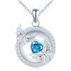 MicLee Collana Ciondoli Foto da Donna in Argento 925 Pendenti Medaglioni de Farfalla Moda Collane Rotonda di Farfalla Ritagliata con Zircone a Cuore Blu Ciondolo Apribile