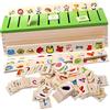 POFET Montessori Ordina bambini bambini 1 scatola assortita, 8 strisce assortite, 80 mini carte assortite