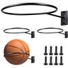 Mudoulu Supporto da Parete per Palloni, Set 4 Pezzi in Metallo Verniciato Nero, Porta Palloni Universale per Calcio Basket Pallavolo Rugby, Accessori Sportivi Salvaspazio per Parete