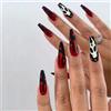 Ztcily Unghie finte per Halloween, unghie finte rosse bianche e nere, finte unghie lunghe francesi, unghie finte colorate con colla, per donne, unghie finte e festive