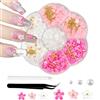 jatimdotin Nail Charms, Nail Art 3D Nail Charms per Fiocco Unghie con Fiori, Perle Unghie Nail Art, Nail Decorazioni per Fai-da-te Nail Art Design (Rosa Rossa)