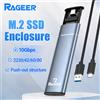 RAGEER Custodia per disco rigido mobile SSD RAGEER in alluminio M.2 NVME, custodia SSD per chiave USB 3.2 Gen 2 da 10 Gbps a NVME M-Key/(B+M), push-pull