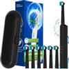 NONE Spazzolino elettrico ricaricabile - 6 testine, 3 modalità e timer, spazzolini elettrici portatili compatibili con la testina Oral B
