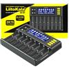 MXJFYY LiitoKala Lii-S8 Caricabatterie rapido con display LCD e controllo touch, 18650 Caricabatterie 9V a 8 slot per Li-ion LiFePO4 Ni-MH Ni-Cd AA AAA C 21700 26650 13650 16340 18700 RCR123