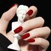 Ztcily Unghie finte rosse lunghe quadrate, finte unghie francesi quadrate, unghie finte con colla da donna e ragazza, idea regalo di Natale, Capodanno, San Valentino, matrimonio