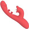 SuperLove Triple Stimulation Dual Tapping G-Spot Licking Rabbit Vibrator Red