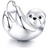 Qings Ciondolo bradipo per la produzione di gioielli in argento sterling 925 con perline di animali a forma di cuore come regalo di compleanno per donne e ragazze