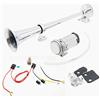 DHUILE - Clacson per auto, 12 V, 150 dB, 450 mm, in zinco cromato, monotonale, con compressore, per qualsiasi veicolo da 12 V, per camion, treni, barche, auto