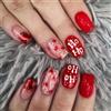 Ztcily 24 unghie finte rosse con paillettes corte quadrate | Design Cuore e Lettere | Press-on Nails Rosso Donne Ragazze | Idea Regalo di Natale Matrimonio Festa della Mamma