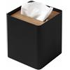 Yamazaki Home Yamazaki 5179 RIN Tissue Case Square, black, Steel/Wood, 13 x 13 x 15.5 cm