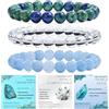 Bivei 3 Pezzi 8mm Bracciale Donna - Crisocolla, Quarzo Ialino, Acquamarina - Bracciali con Elastico con Pietre Naturali, Gioielli con Perline Fatto a Mano per Yoga, Meditazione, Protezione e Regalo