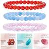 Bivei 3 Pezzi 6mm Bracciale Donna - Carneolo, Acquamarina, Quarzo Rosa - Bracciali con Elastico con Pietre Naturali, Gioielli con Perline Fatto a Mano per Yoga, Meditazione, Protezione e Regalo