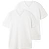 TOM TAILOR Confezione Doppia Maglietta da Uomo con Scollo a V in Cotone (Confezione da 2), 20000 - Bianco., L