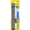 Staedtler student set, 2 matite Noris HB di alta qualità e resistenza, gomma rasoplast, temperino ad 1 foro, righello 15 cm e penna a sfera blu, 120SET BKDST, blue