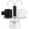 Fabater Caffettiera a Doppio Beccuccio, Caffettiera a Doppia Testa in Lega di Alluminio da 100 Ml, Caffettiera per caffè con Piano Cottura Italiano, Macchina da caffè da 2 Tazze (Base