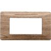 Ettroit Placca 4 moduli 504 in plastica legno chiaro compatibile anche con Vimar Plana