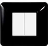 Ettroit Placca 2 moduli 502 in plastica nera compatibile anche con BTicino Matix
