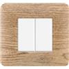Ettroit Placca 2 moduli 502 in plastica legno chiaro compatibile anche con BTicino Matix
