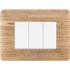 Ettroit Placca 3 moduli 503 in plastica legno chiaro compatibile anche con BTicino Matix