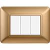 Ettroit Placca 3 moduli 503 in plastica oro compatibile anche con BTicino Matix