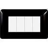 Ettroit Placca 4 moduli 504 in plastica nera compatibile anche con BTicino Matix
