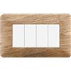 Ettroit Placca 4 moduli 504 in plastica legno chiaro compatibile anche con BTicino Matix
