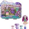 Enchantimals Amiche in Città - Famiglia di Dessa, set include una bambola con gonna rimovibile e accessori e 3 personaggi animali, giocattolo per bambini, 4+ anni, HKN14