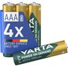 VARTA Batterie ricaricabili AAA Rechargeable Ready2Use precaricata Micro Ni-Mh (pacco da 4, 1000mAh), ricaricabile senza effetto Memory - pronta all'uso