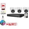 HIKVISION KIT VIDEOSORVEGLIANZA HIKVISION 4 CANALI 5 MPX 3 TELECAMERE DOME 5MPX 3K HYBRID