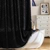 Siiluminisoy Tenda da doccia in stile bohémien con nappe nere, corta, 122 x 163 cm, moderna fattoria testurizzata a zigzag a righe minimaliste