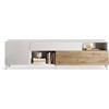 Web Convenienza Base TV con Ante e 2 Cassetti Made in Italy - Credenza Contenitore Collezione Riviera per Soggiorno Cucina Ingresso Sala Mobile Design moderno (Bianco lucido/Kadiz, 240 cm)