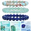 Bivei 3 Pezzi 8mm Bracciale Donna - Lizardite, Avventurina Verde, Lapis Lazuli - Bracciali con Perline Elastico con Pietre Naturali, Gioielli Fatto a Mano per Yoga, Meditazione, Protezione e Regalo