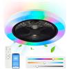 AHXIAOZN Ventilatore da Soffitto con Luce 50cm, Silenzioso Lampadario Ventola LED Dimmerabile, 3000-6500K, 6 Velocità, RGB Plafoniera Ventilatore per Soggiorno Camera da Letto