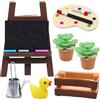 KIKVTER Accessori per gnomi, accessori per Natale, gnomo in miniatura, set per l'arte per Natale, decorazione della porta del gnomo e 1/12 casa delle bambole, accessori fai da te, cavalletto, piccola anatra