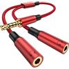 MOSWAG Adattatore Splitter Audio Y TRRS da 3,5 mm per Audio Condiviso e Chat, Doppia Presa Cuffie con Supporto Microfono per Collegare Due Cuffie da Gaming a Smartphone, Xbox, PC