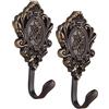 YiYaO Gancio vintage,Gancio decorativo da parete,Ganci per camera da letto, ganci appendiabiti vintage in bronzo, 2 pezzi ganci per tende da doccia vintage in lega di zinco (bronzo)