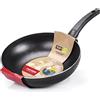 Moneta Gea Wok, 28 Cm, Alluminio 100% riciclato, per Ogni Piano Cottura Incluso l'Induzione. Made in Italy