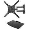 VIVO Supporto da parete per TV con schermo da 23 a 55, inclinabile e ripiano per intrattenimento, per AV/DVD, nero, VWSF1
