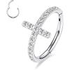 hengkaixuan Orecchino a forma di conchiglia, per cartilagine, a forma di cuore, in acciaio chirurgico 316L, con zirconia cubica, trago, tronco, anello per naso, per donne, uomini e donne, Metallo